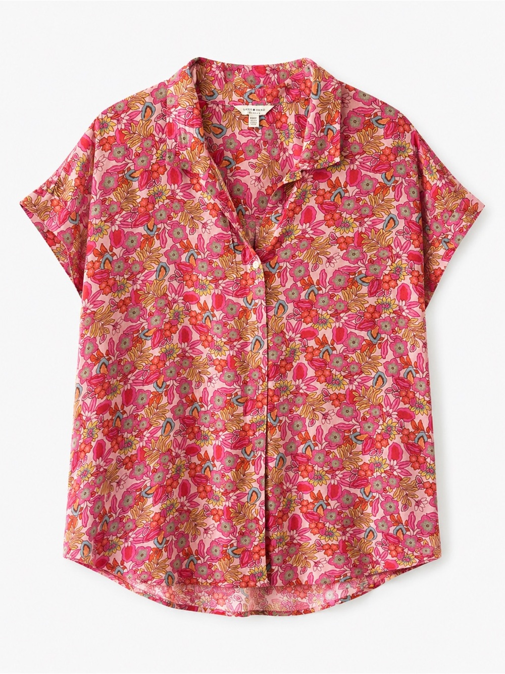 Lucky Brand Women's Floral Button Up Short Sleeve Shirt Size M - Picture 1 of 4